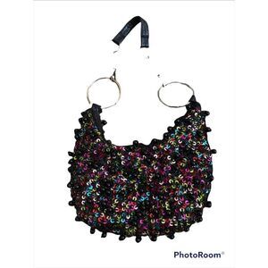 Vintage Sequin & Beaded Crescent Shaped Bag